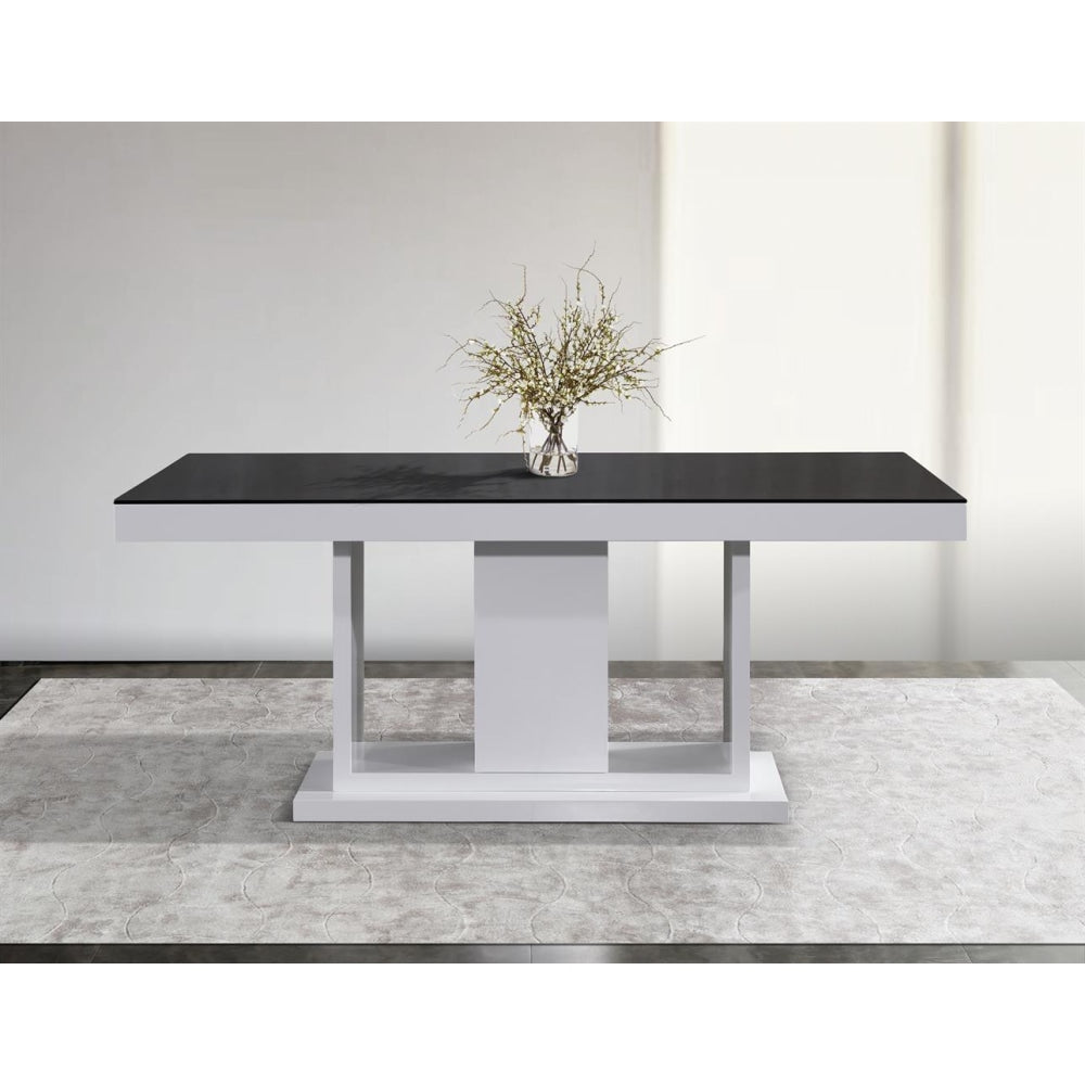 Dining Table in Rectangular Shape High Glossy MDF Wooden Base Combination of Black & White Colour Fast shipping On sale