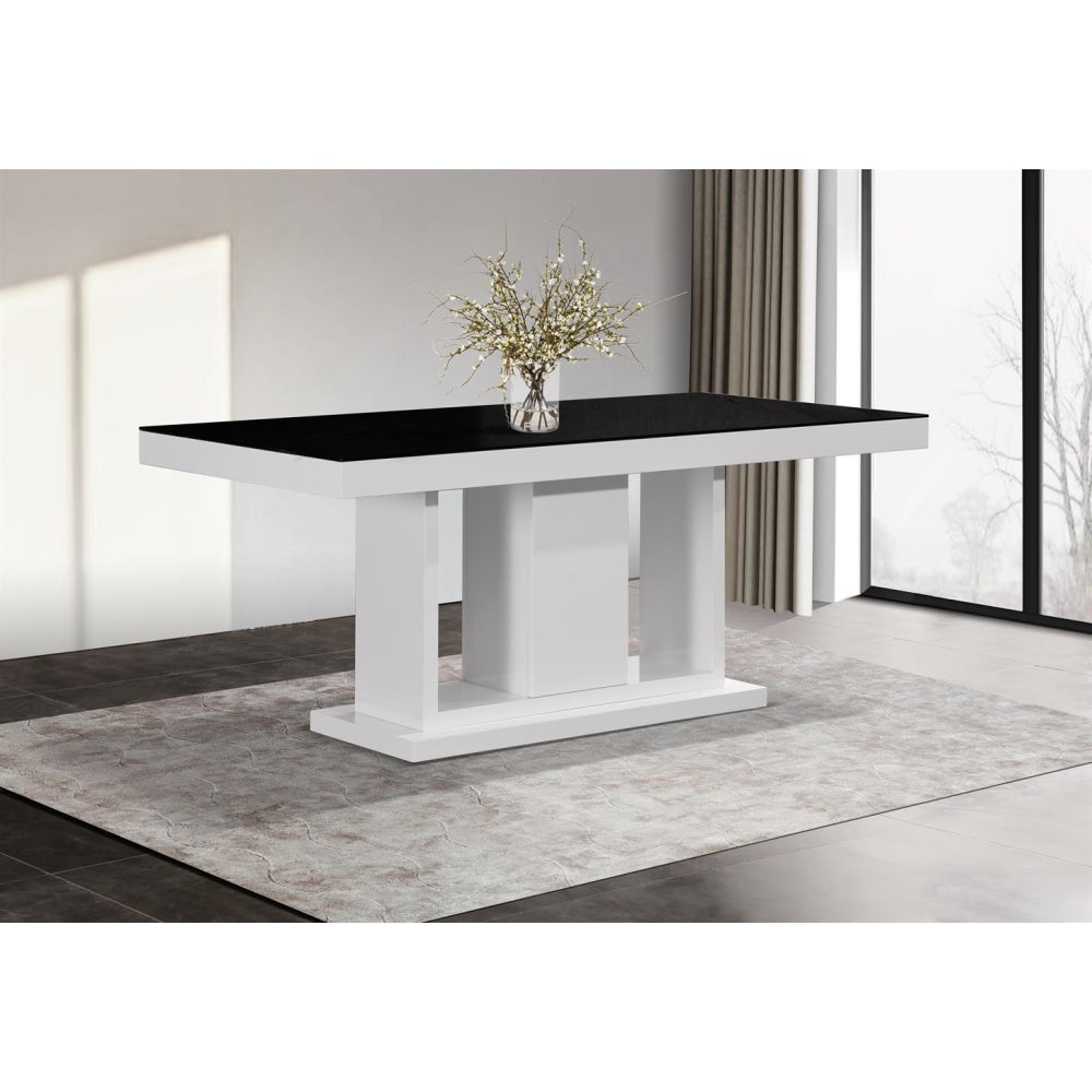 Dining Table in Rectangular Shape High Glossy MDF Wooden Base Combination of Black & White Colour Fast shipping On sale