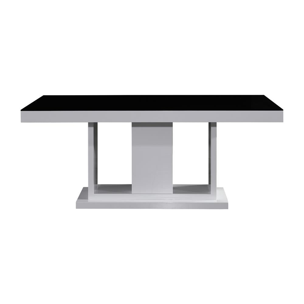 Dining Table in Rectangular Shape High Glossy MDF Wooden Base Combination of Black & White Colour Fast shipping On sale