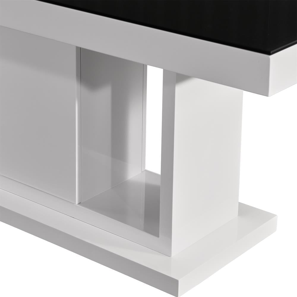 Dining Table in Rectangular Shape High Glossy MDF Wooden Base Combination of Black & White Colour Fast shipping On sale