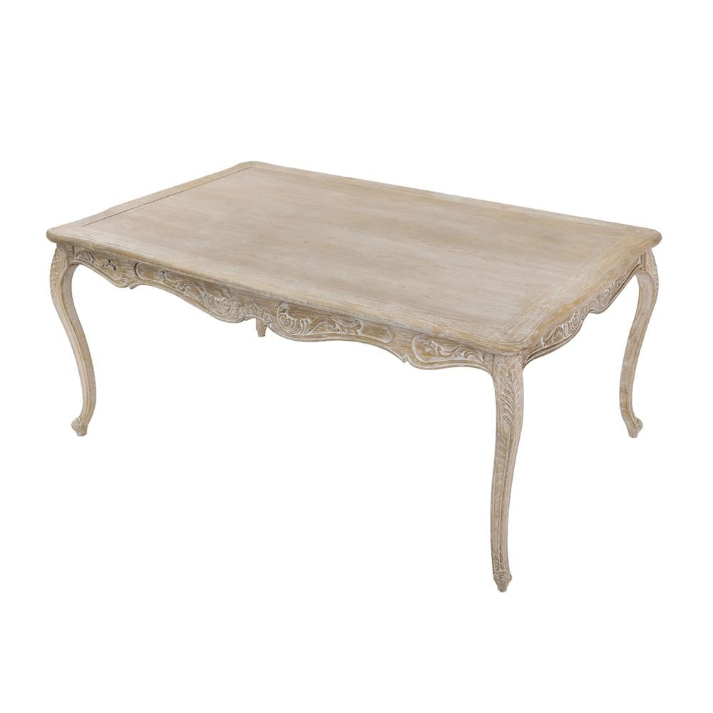 Dining Table Oak Wood Plywood Veneer White Washed Finish in Medium Size Fast shipping On sale