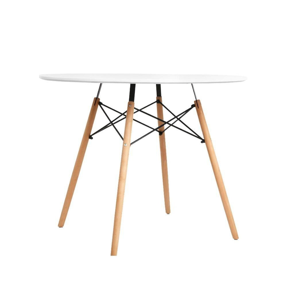 Dining Table Round 4 Seater Replica Tables Cafe Timber White 90cm Fast shipping On sale
