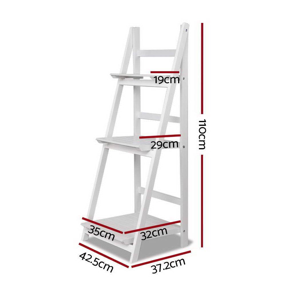 Display Shelf 3 Tier Wooden Ladder Stand Storage Book Shelves Rack White Bookcase Fast shipping On sale