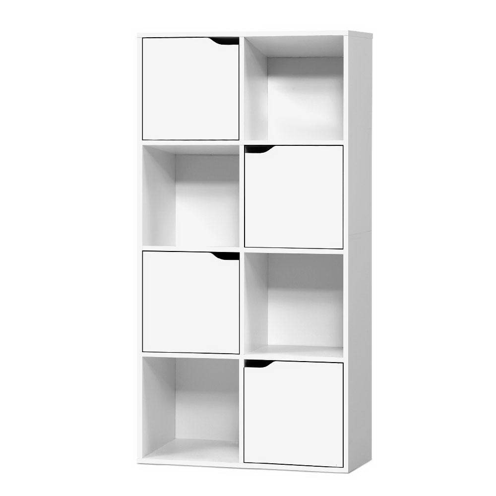 Display Shelf 8 Cube Storage 4 Door Cabinet Organiser Bookshelf Unit White Bookcase Fast shipping On sale