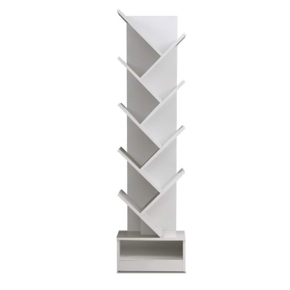 Display Shelf 9-Shelf Tree Bookshelf Book Storage Rack Bookcase White Fast shipping On sale