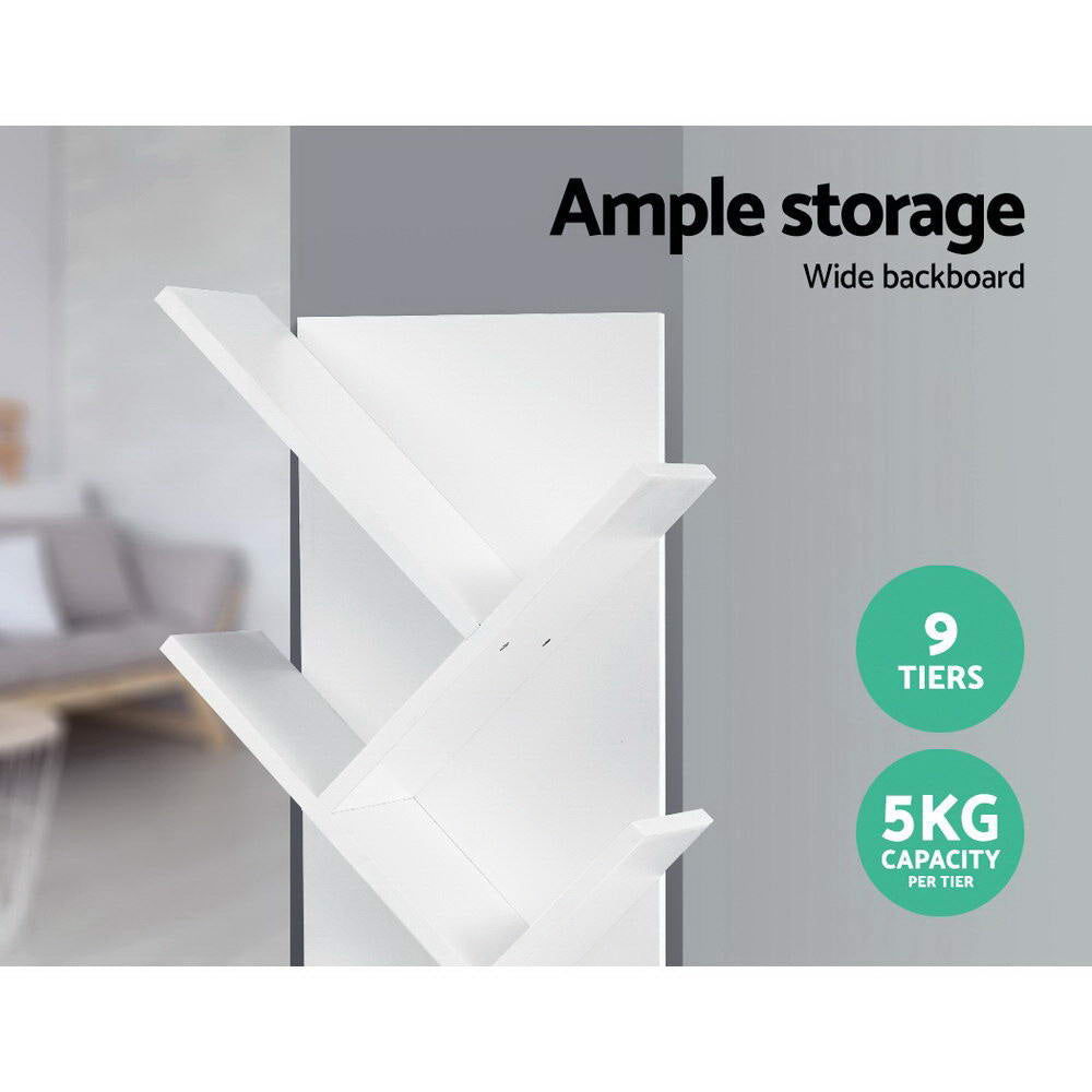 Display Shelf 9-Shelf Tree Bookshelf Book Storage Rack Bookcase White Fast shipping On sale