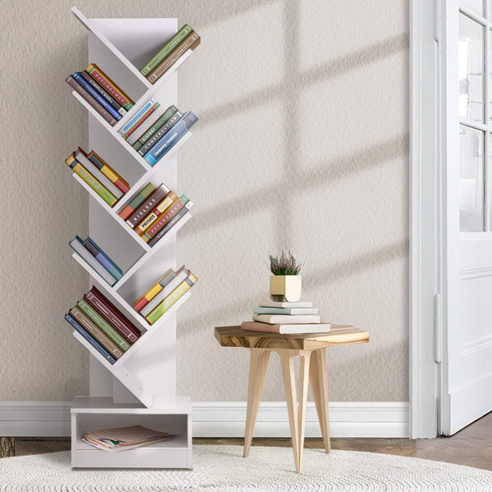 Display Shelf 9-Shelf Tree Bookshelf Book Storage Rack Bookcase White Fast shipping On sale