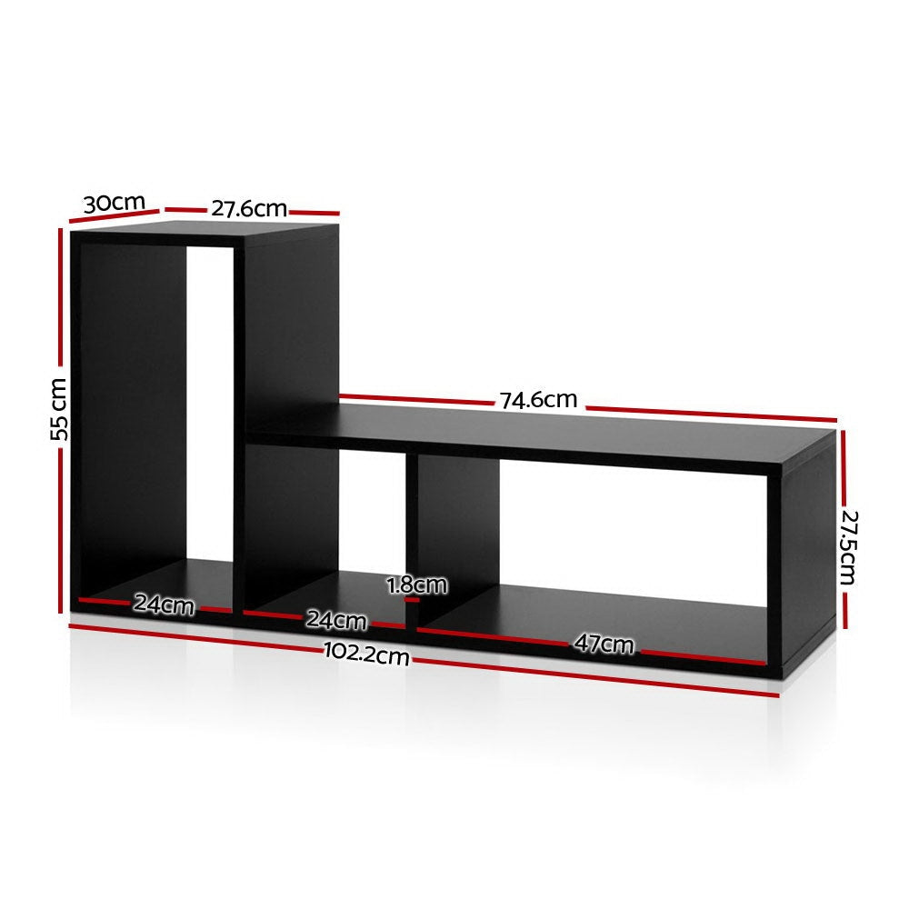 DIY L Shaped Display Shelf - Black Bookcase Fast shipping On sale