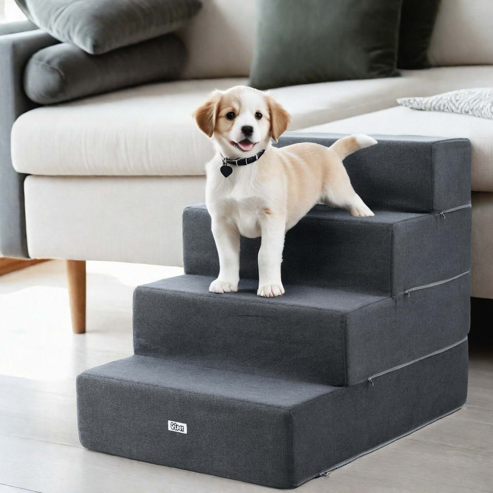 Dog Ramp Foam Cover Stairs Portable Cat Ladder For Sofa Bed 4 Steps Cares Fast shipping On sale