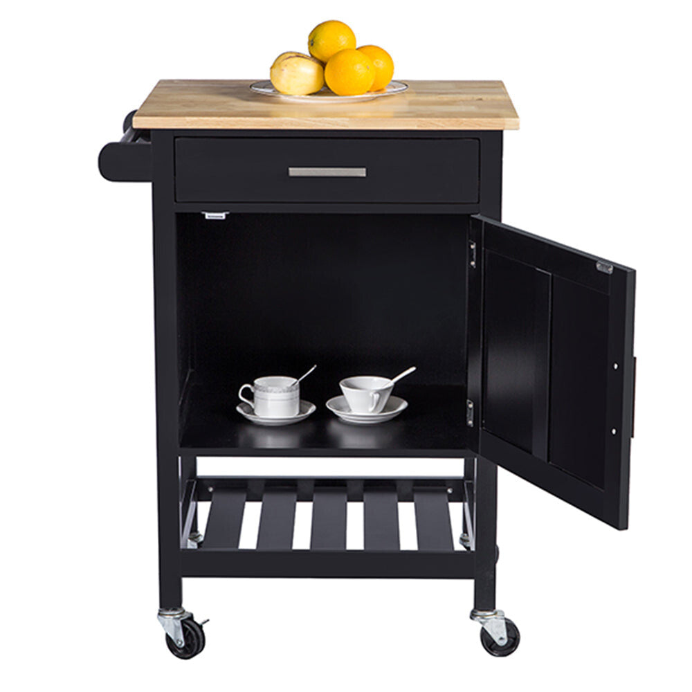 Dora Modern Wooden Kitchen Trolley Cart 1-Drawer 1-Door Storage Rack Organiser Black Fast shipping On sale