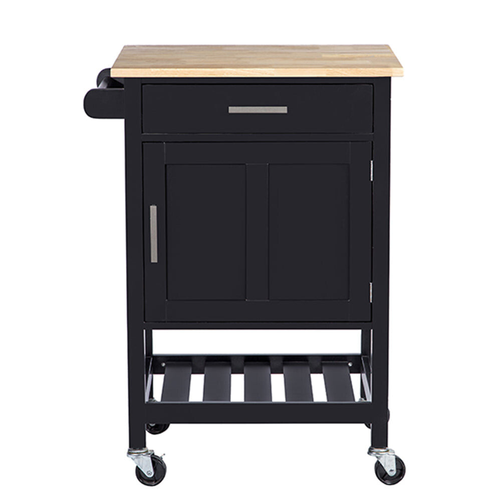 Dora Modern Wooden Kitchen Trolley Cart 1-Drawer 1-Door Storage Rack Organiser Black Fast shipping On sale