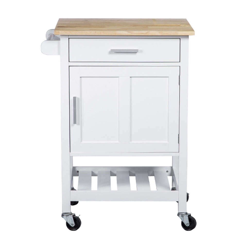 Dora Modern Wooden Kitchen Trolley Cart 1-Drawer 1-Door Storage Rack Organiser White Fast shipping On sale