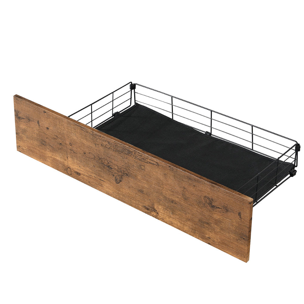 Double Bed Frame With RGB LED Lights 4 Drawers USB Ports And Headboard Storage - Brown Fast shipping On sale