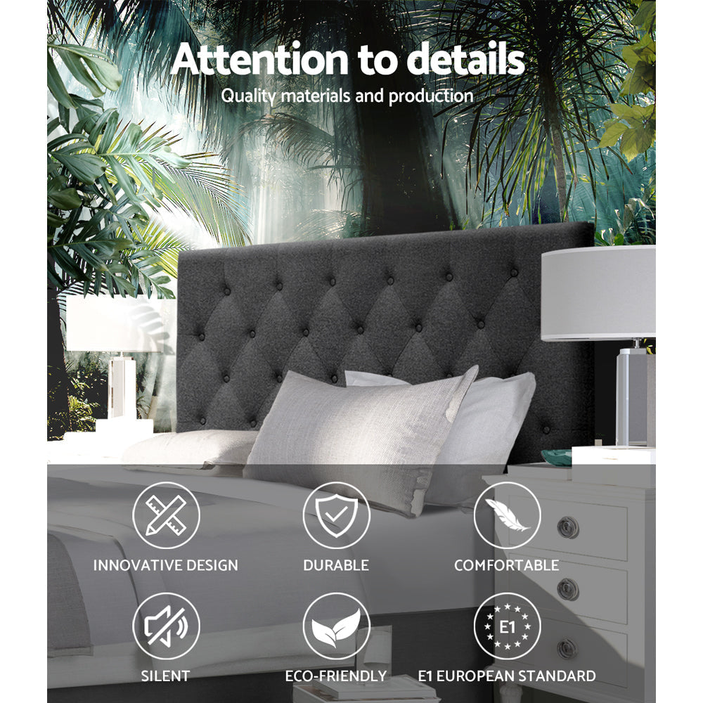 Double Size Bed Head Headboard Bedhead Fabric Frame Base CAPPI Charcoal Fast shipping On sale