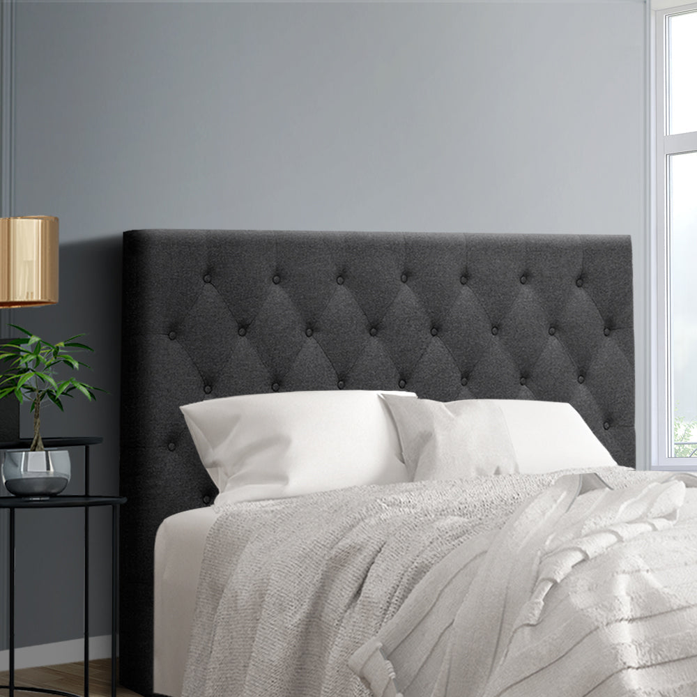 Double Size Bed Head Headboard Bedhead Fabric Frame Base CAPPI Charcoal Fast shipping On sale