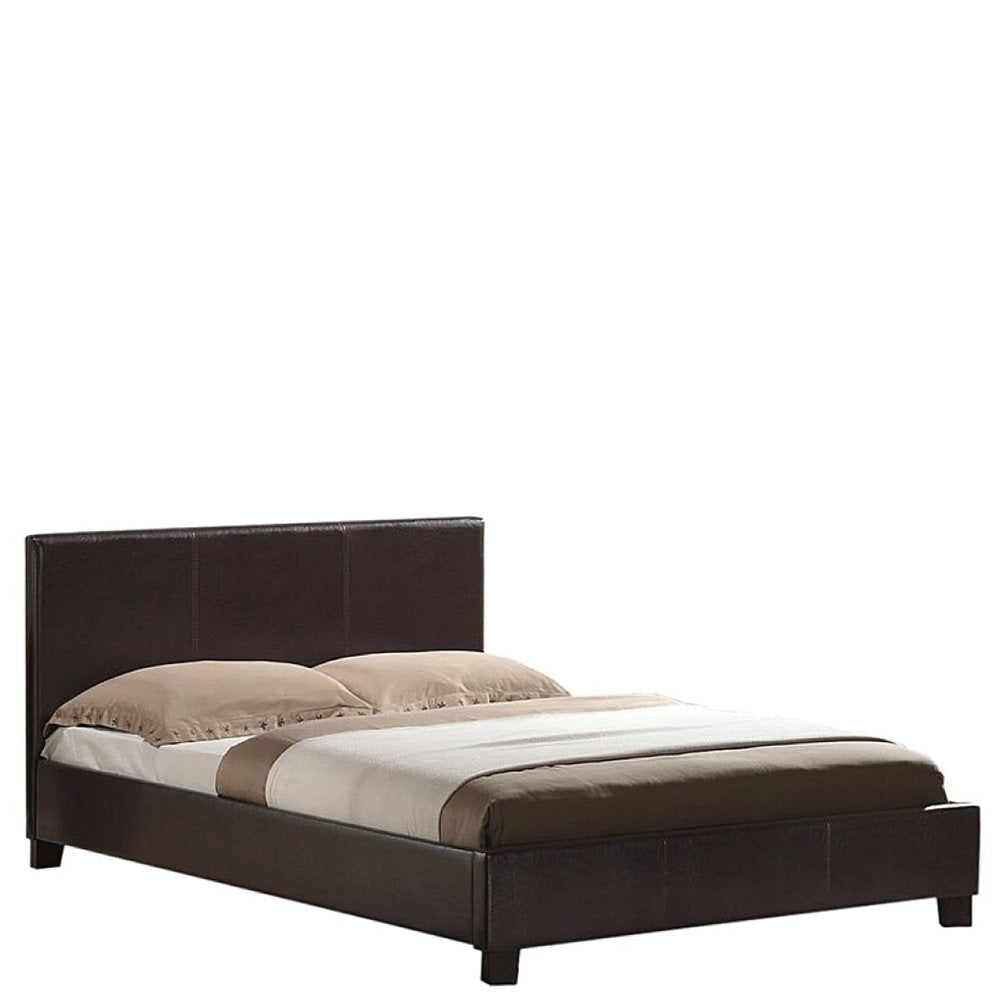 Double Size Leatheratte Bed Frame in Brown Colour with Metal Joint Slat Base Fast shipping On sale