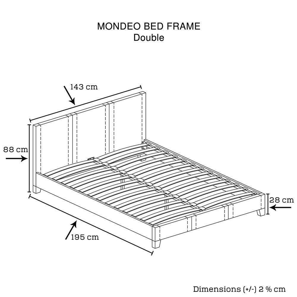 Double Size Leatheratte Bed Frame in Brown Colour with Metal Joint Slat Base Fast shipping On sale