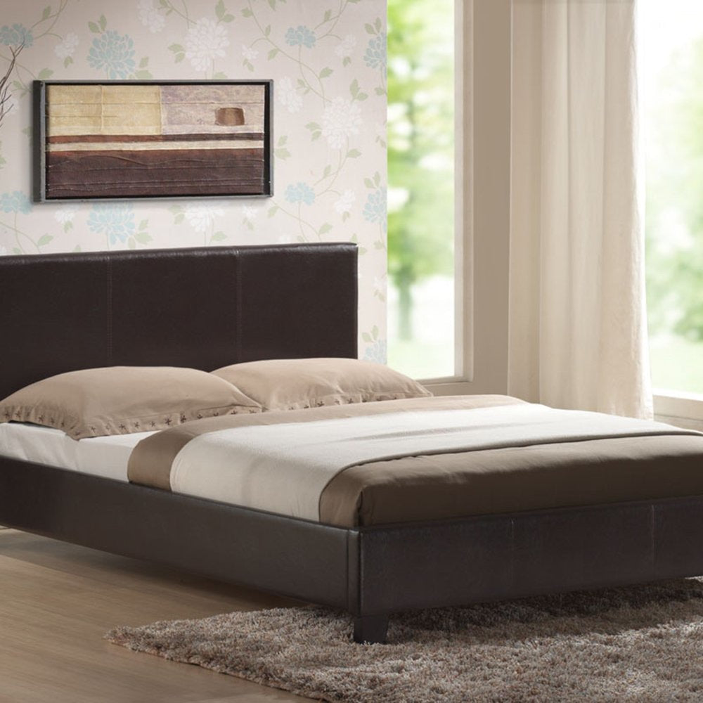 Double Size Leatheratte Bed Frame in Brown Colour with Metal Joint Slat Base Fast shipping On sale