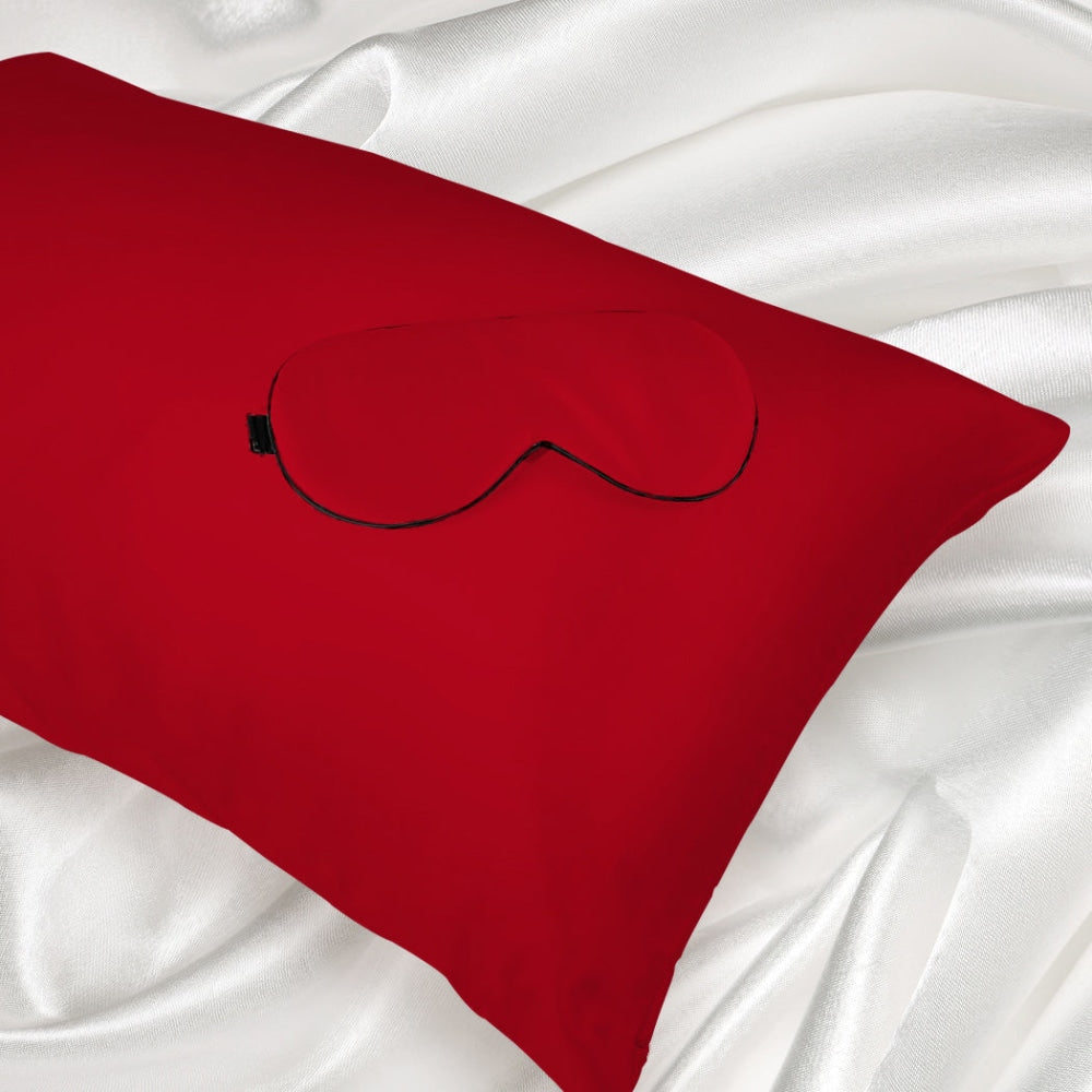 DreamZ 100% Mulberry Silk Pillow Case Eye Mask Set Burgundy Both Sided 25 Momme Bed Sheet Fast shipping On sale