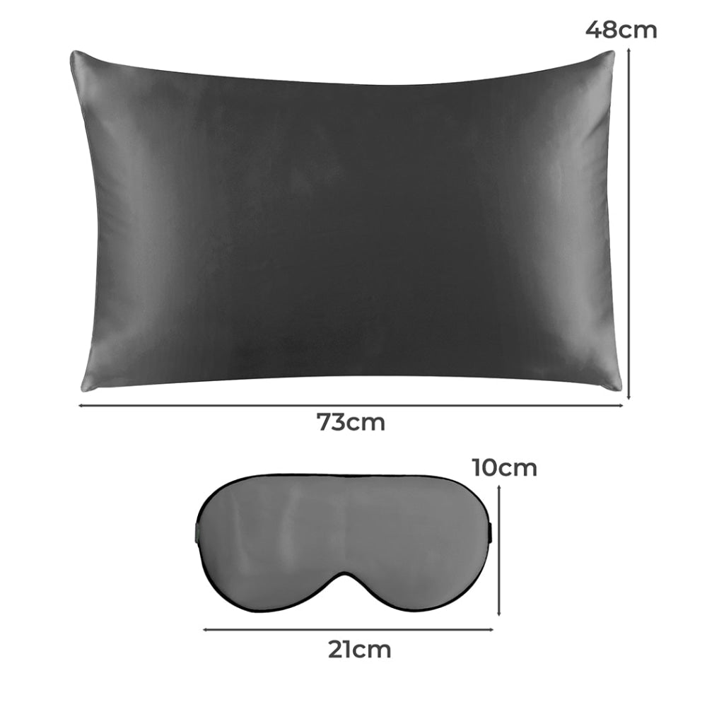 DreamZ 100% Mulberry Silk Pillow Case Eye Mask Set Grey Both Sided 25 Momme Bed Sheet Fast shipping On sale