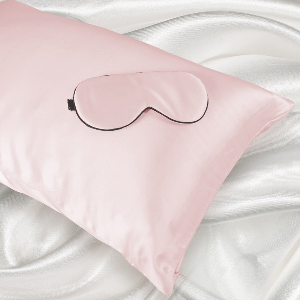 DreamZ 100% Mulberry Silk Pillow Case Eye Mask Set Pink Both Sided 25 Momme Bed Sheet Fast shipping On sale