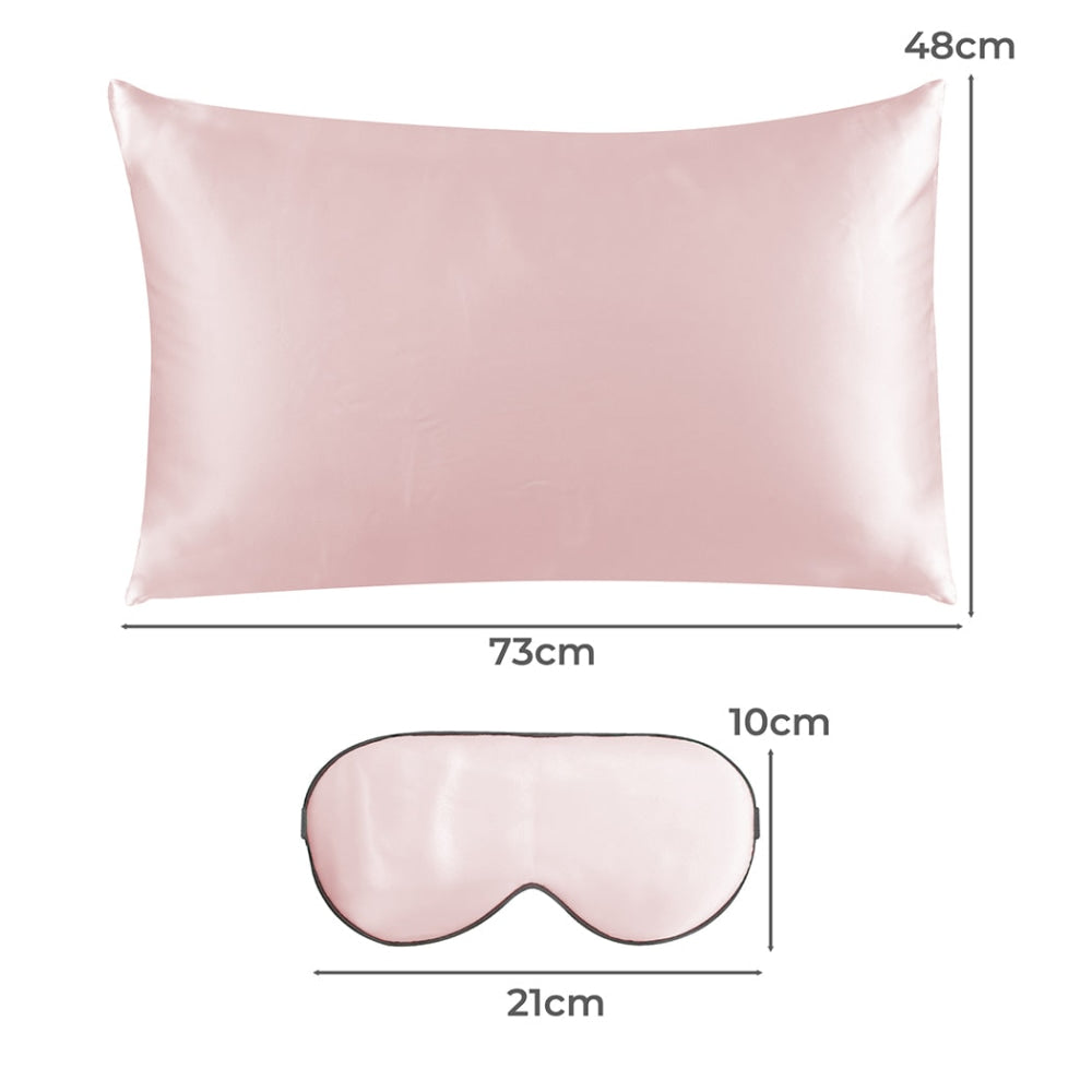 DreamZ 100% Mulberry Silk Pillow Case Eye Mask Set Pink Both Sided 25 Momme Bed Sheet Fast shipping On sale