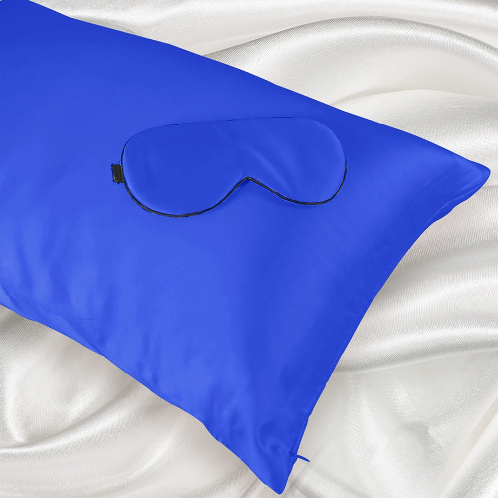DreamZ 100% Mulberry Silk Pillow Case Eye Mask Set Royalblue Both Sided 25 Momme Bed Sheet Fast shipping On sale