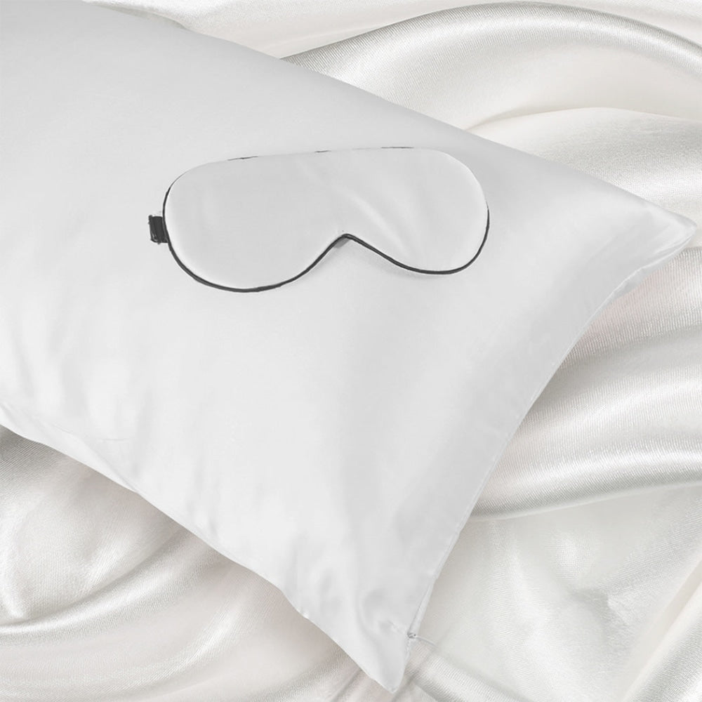 DreamZ 100% Mulberry Silk Pillow Case Eye Mask Set White Both Sided 25 Momme Bed Sheet Fast shipping On sale