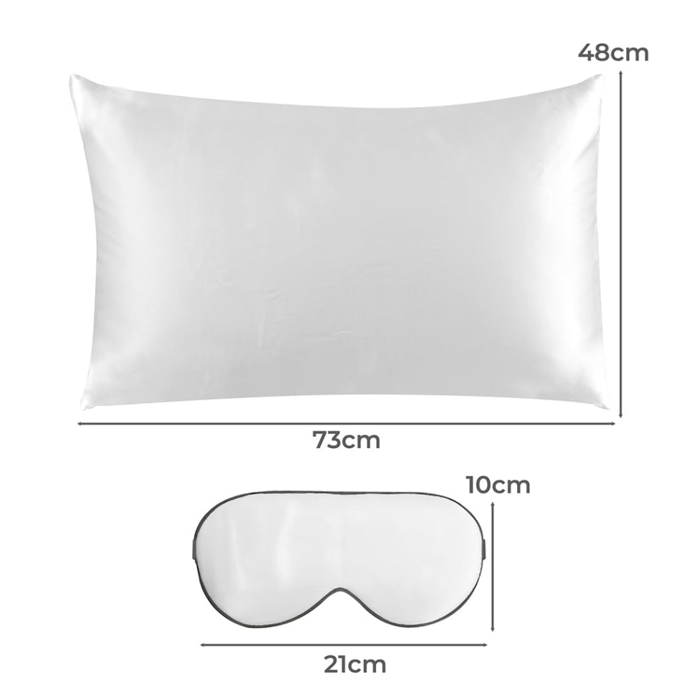 DreamZ 100% Mulberry Silk Pillow Case Eye Mask Set White Both Sided 25 Momme Bed Sheet Fast shipping On sale