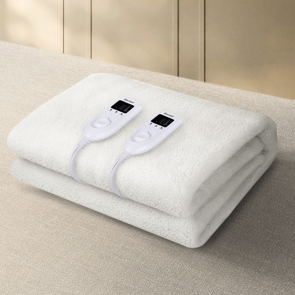 DreamZ 350GSM Electric Blanket Heated Fully Fitted Fleece Pad Washable Double Fast shipping On sale