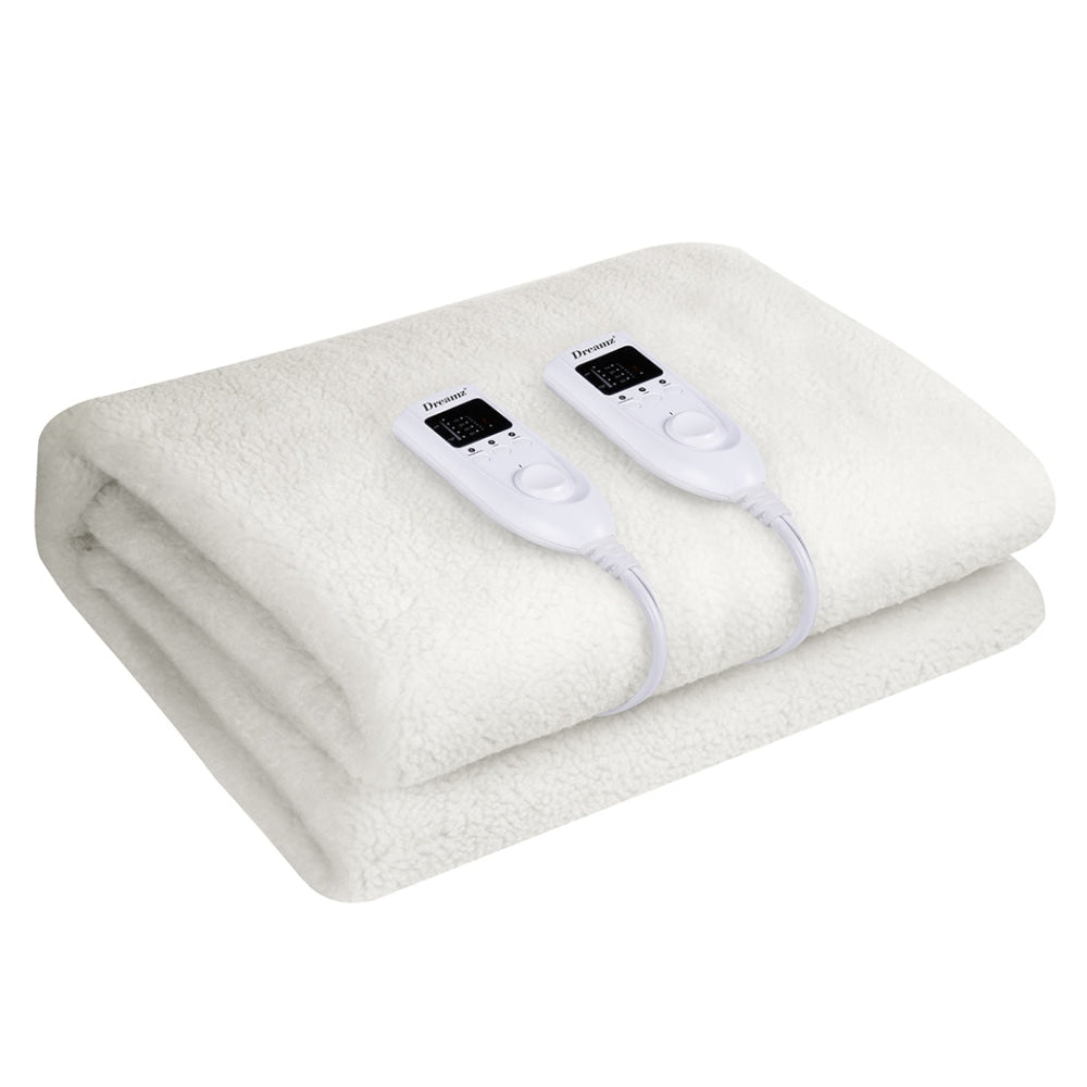 DreamZ 350GSM Electric Blanket Heated Fully Fitted Fleece Pad Washable King Fast shipping On sale