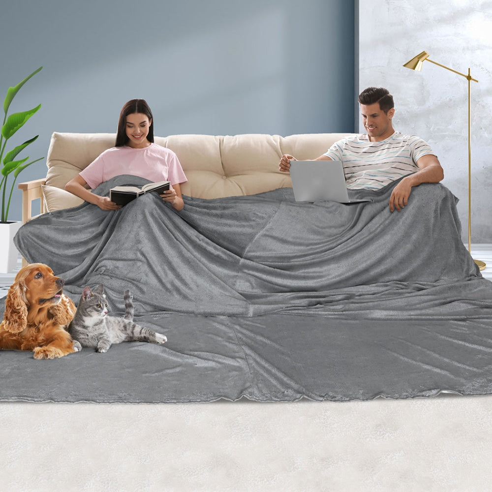 DreamZ 3x3M Large Oversized Blanket Throw Faux Fur Fleece Bed Warm Rug Sofa Grey Fast shipping On sale
