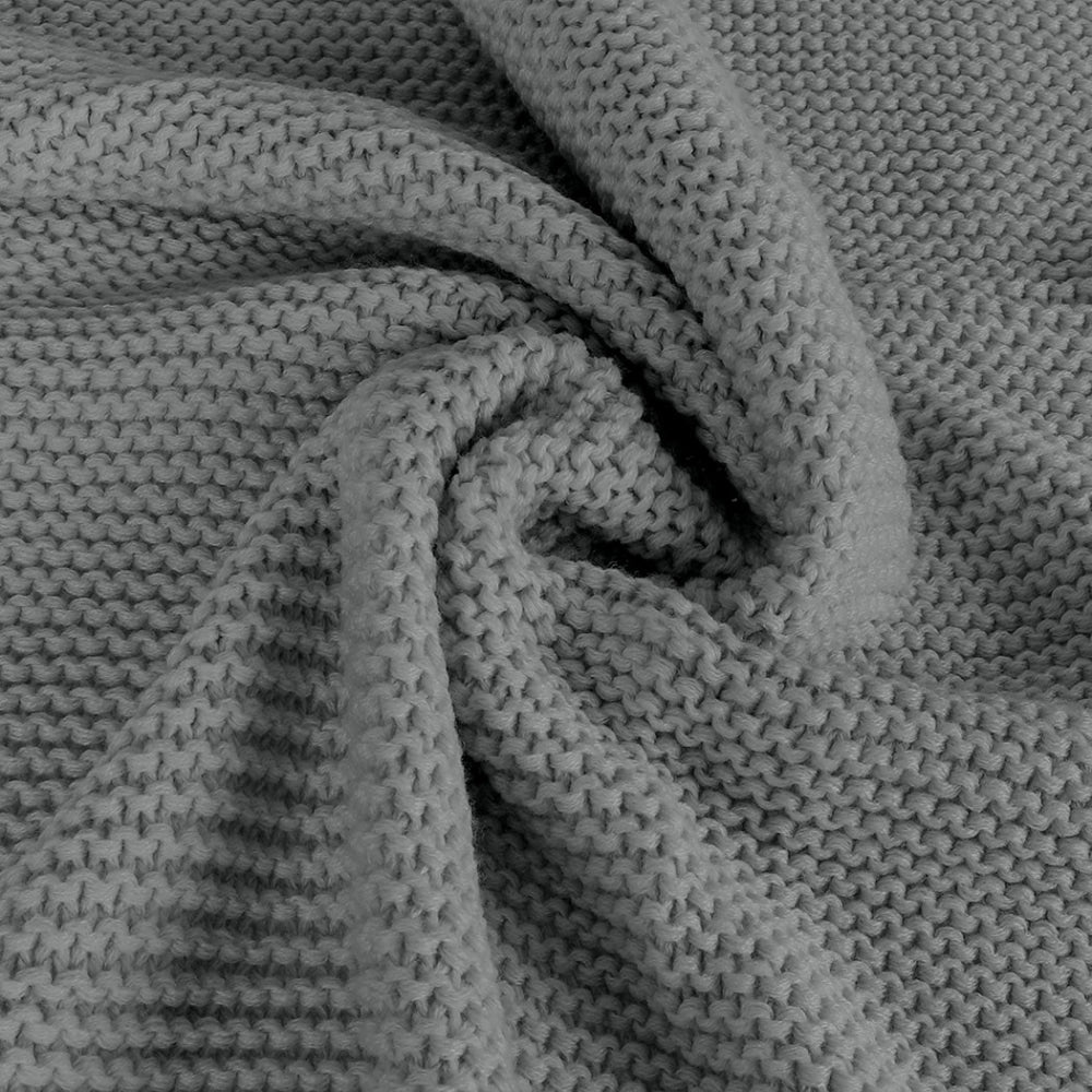 DreamZ Knitting Throw Blanket Cushion Set Pillow Tassel Fringe Sofa Bed Rug Grey Fast shipping On sale