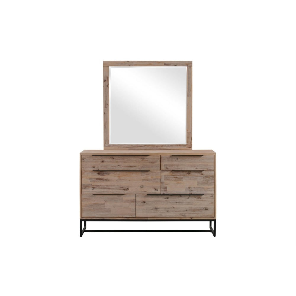 Dresser with 6 Storage Drawers in Solid Acacia & Veneer With Mirror Chest Of Fast shipping On sale