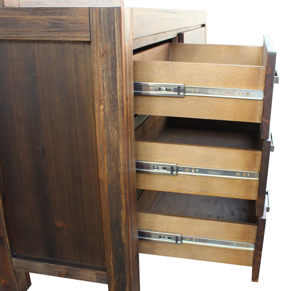 Dresser with 6 Storage Drawers in Solid Acacia & Veneer With Mirror Chocolate Colour Chest Of Fast shipping On sale