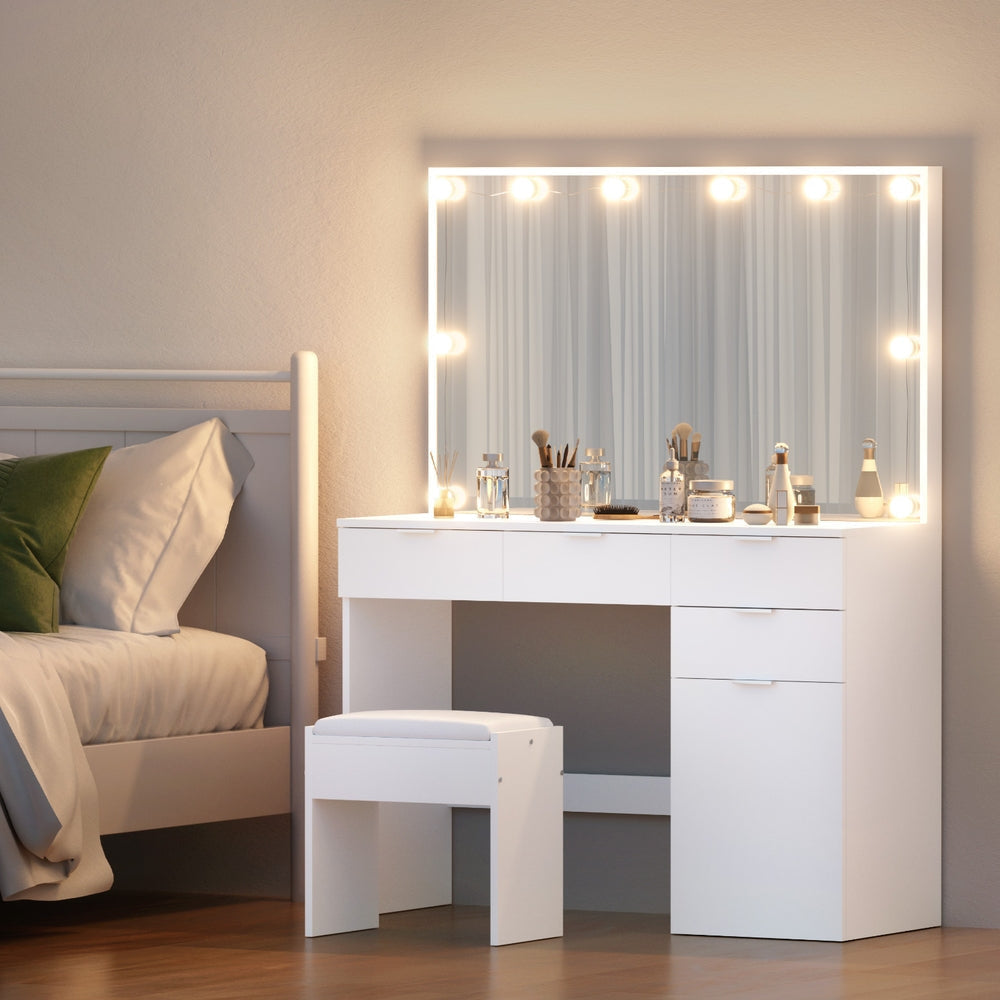 Dressing Table Set Stool 10 Led Bulbs White Fast shipping On sale