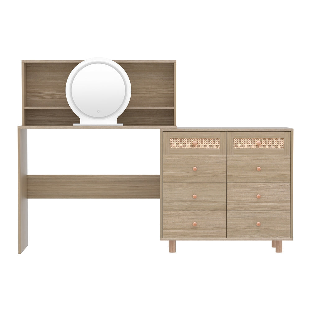 Dressing Table Set Stool LED Mirror Pine Fast shipping On sale