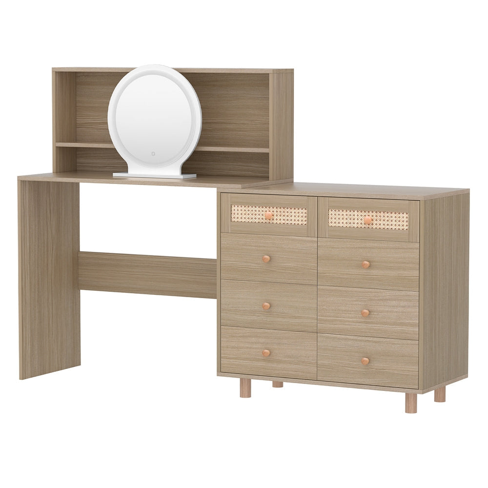 Dressing Table Set Stool LED Mirror Pine Fast shipping On sale