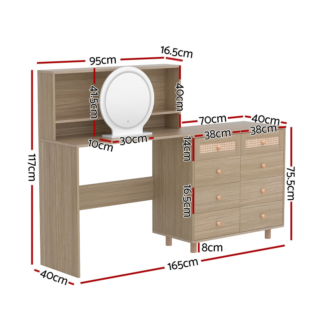 Dressing Table Set Stool LED Mirror Pine Fast shipping On sale