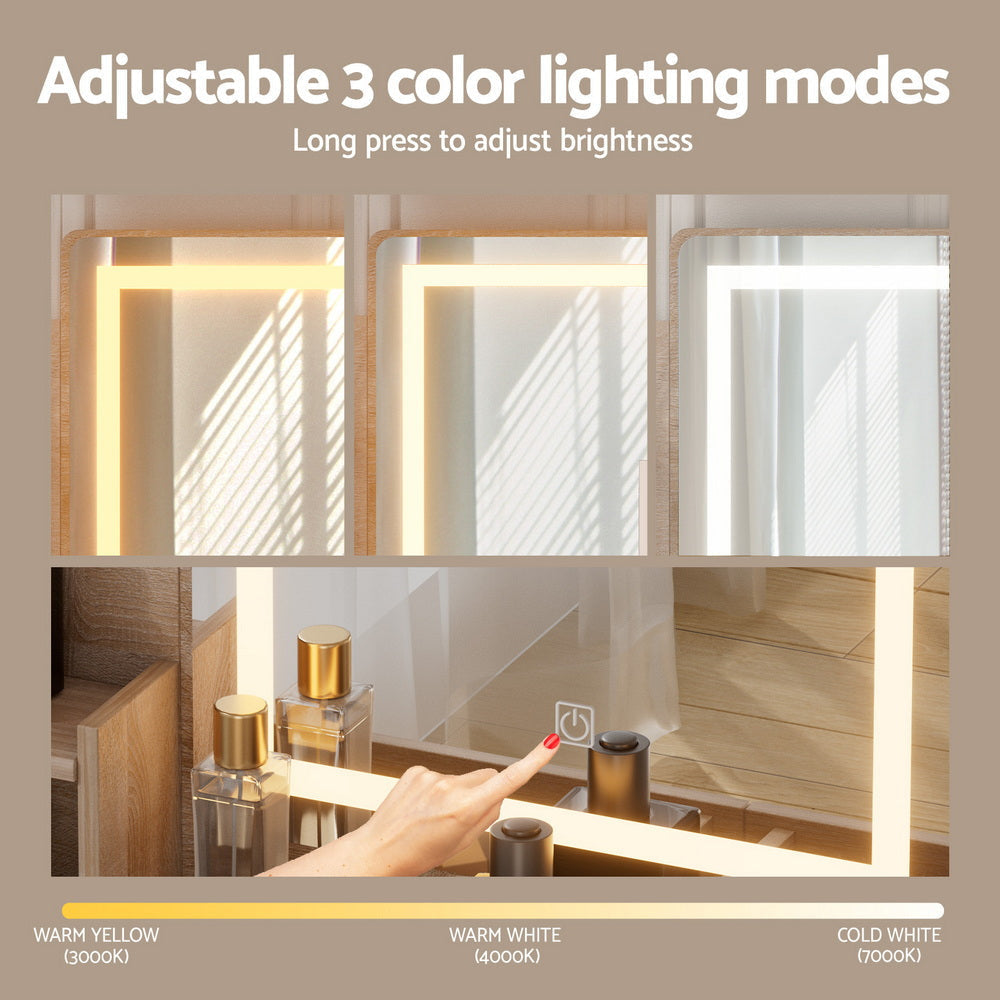 Dressing Table Set Stool Led Wood Fast shipping On sale