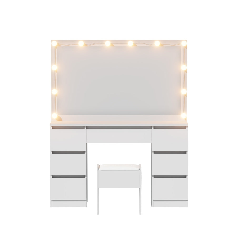 Dressing Table Vanity Desk Set Stool 12 Led Bulbs White Fast shipping On sale