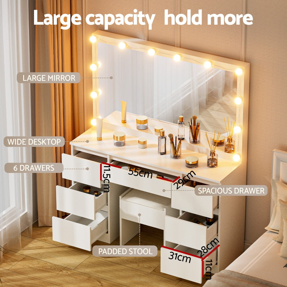 Dressing Table Vanity Desk Set Stool 12 Led Bulbs White Fast shipping On sale