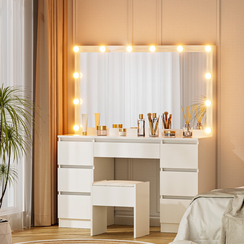 Dressing Table Vanity Desk Set Stool 12 Led Bulbs White Fast shipping On sale