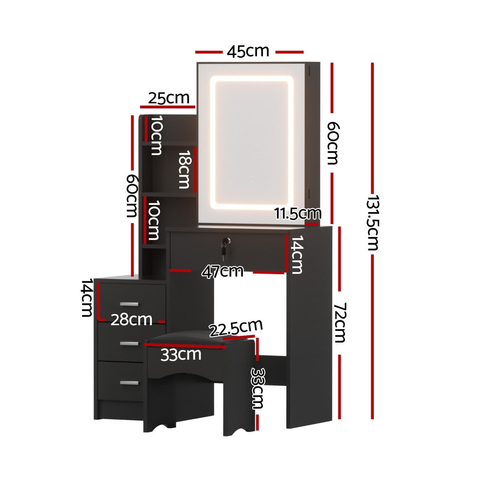 Dressing Table Vanity Desk Set Stool Led Black Fast shipping On sale