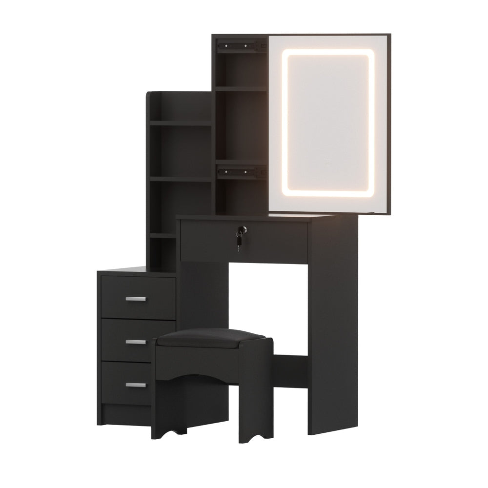 Dressing Table Vanity Desk Set Stool Led Black Fast shipping On sale