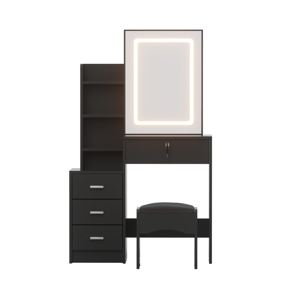 Dressing Table Vanity Desk Set Stool Led Black Fast shipping On sale
