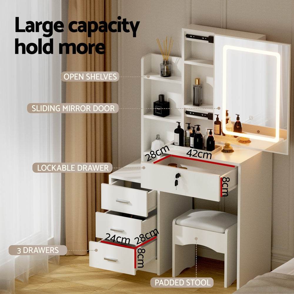 Dressing Table Vanity Desk Set Stool Led White Fast shipping On sale