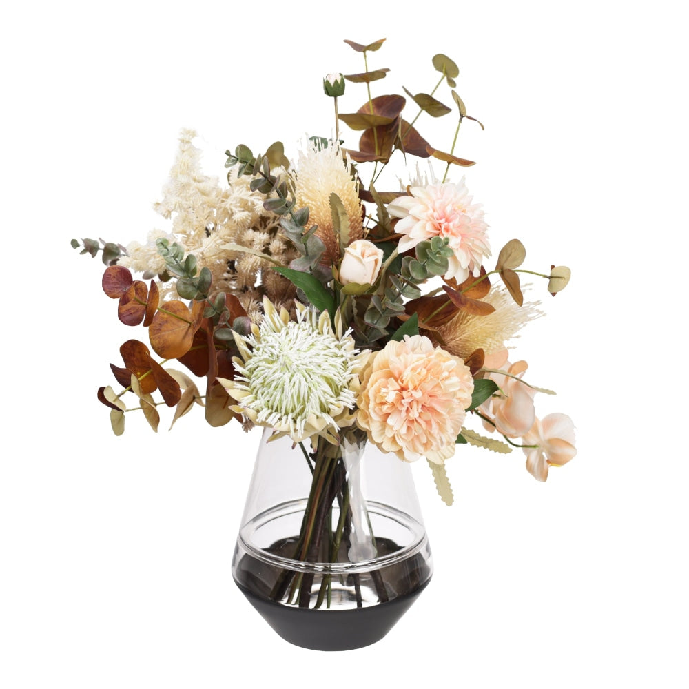 Dried Look Floral 62cm Mixed Artificial Faux Flower Plant Decorative Arrangement In Glass Fast shipping On sale