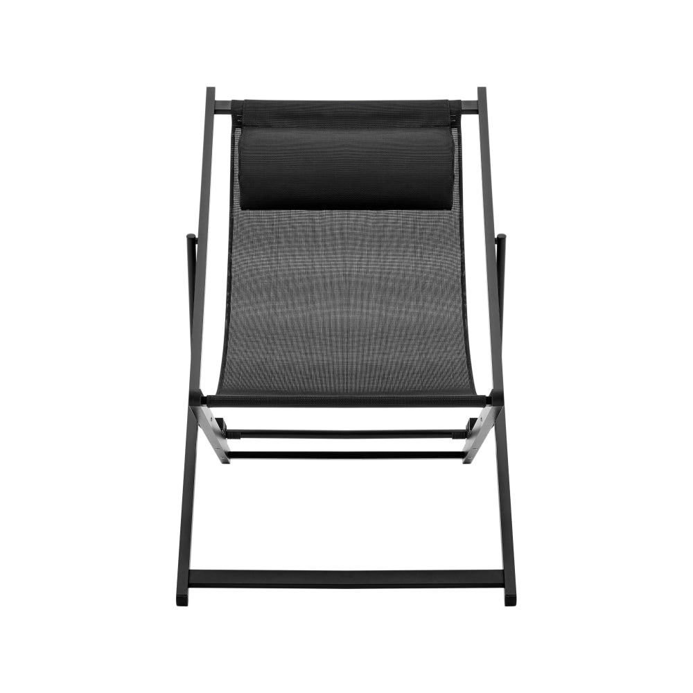 Duka Outdoor Relaxing Lounge Accent Folding Steel Patio Beach Chair Black Furniture Fast shipping On sale