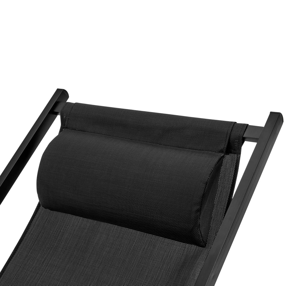 Duka Outdoor Relaxing Lounge Accent Folding Steel Patio Beach Chair Black Furniture Fast shipping On sale